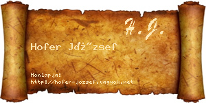 Hofer József névjegykártya