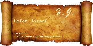 Hofer József névjegykártya
